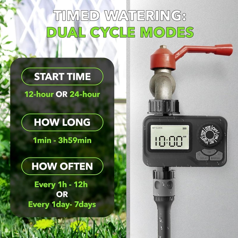 BN-LINK BN LINK Programmable Sprinkler Timer with Rain Delay – Waterproof Digital Water Timer for Garden Hoses, Manual & Automatic Irrigation System, 1 Outlet - Image 2